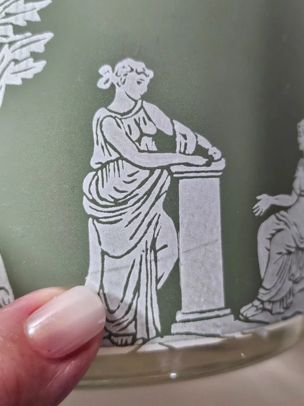 Jeannette Hellenic Vintage Wedgewood Green Greek Jasper Wear Style Ice Bucket